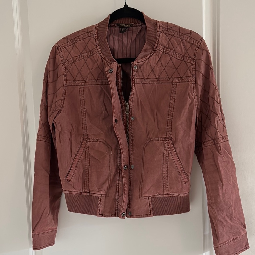 Dusty Rose Quilted Bomber Jacket